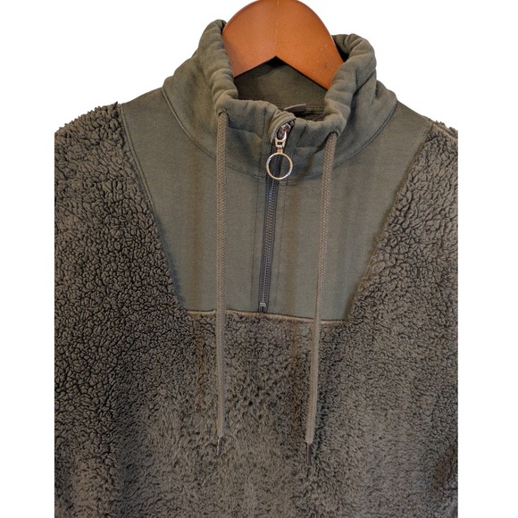 Sweaty Betty London Sherpa Quarter Zip Pullover Sweatshirt Olive Green Womens S - Picture 2 of 8